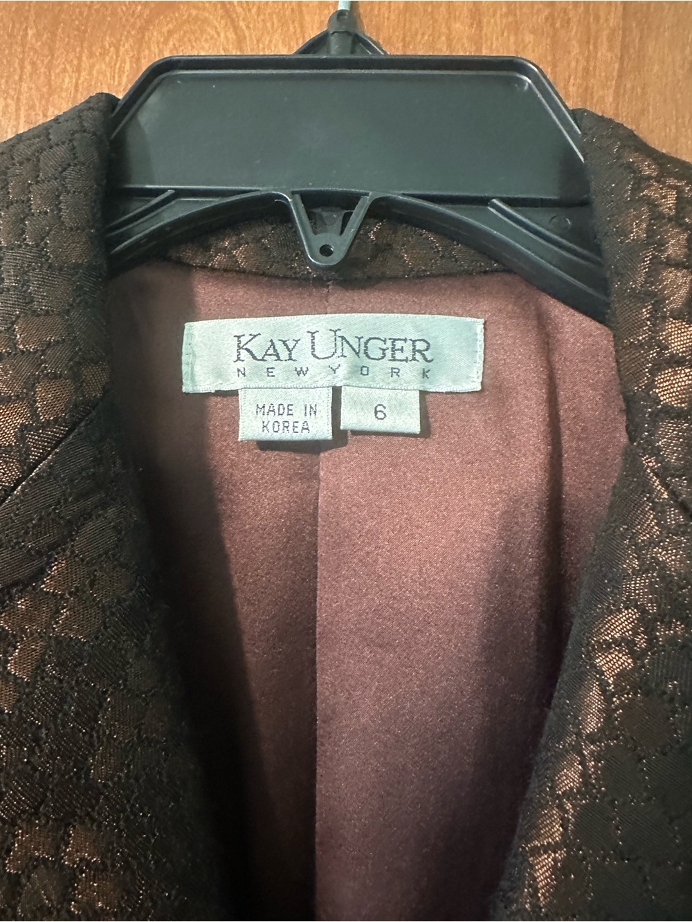 Kay Unger Women's Metallic Textured Brown Blazer Jacket and Skirt Set - Picture 2 of 9
